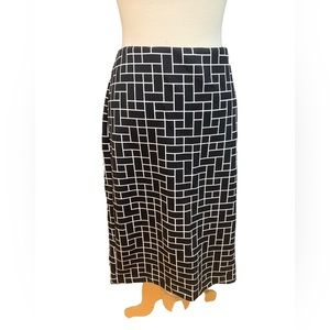 Vince Camuto, stretch windowpane, black and white pencil shirt, size M